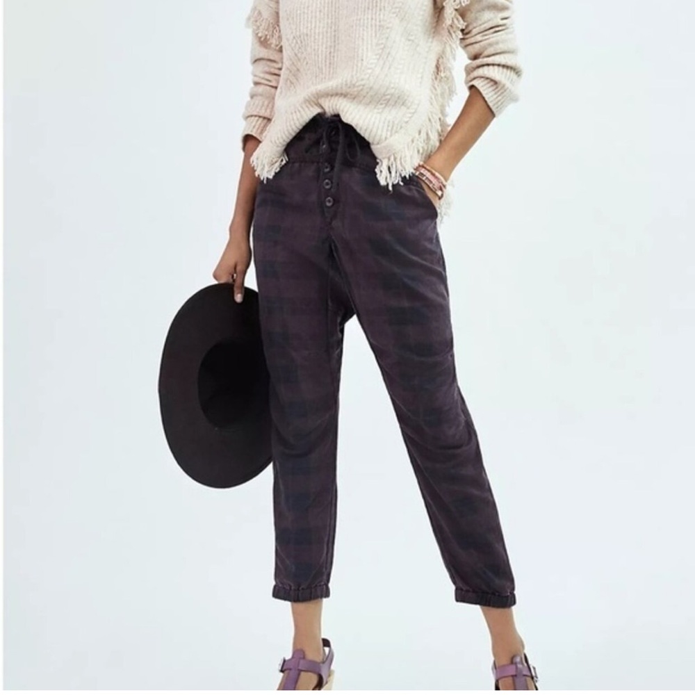 Anthropologie | Jacquie Button-Fly Joggers Plaid | Size S